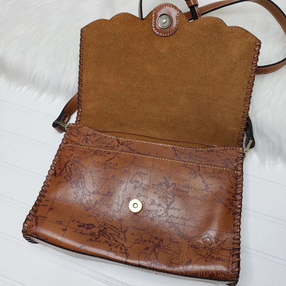 PATRICIA NASH Crossbody Purse 11x8x2" P521330 Floral Map Print Leather NEW! Exc - Picture 6 of 16